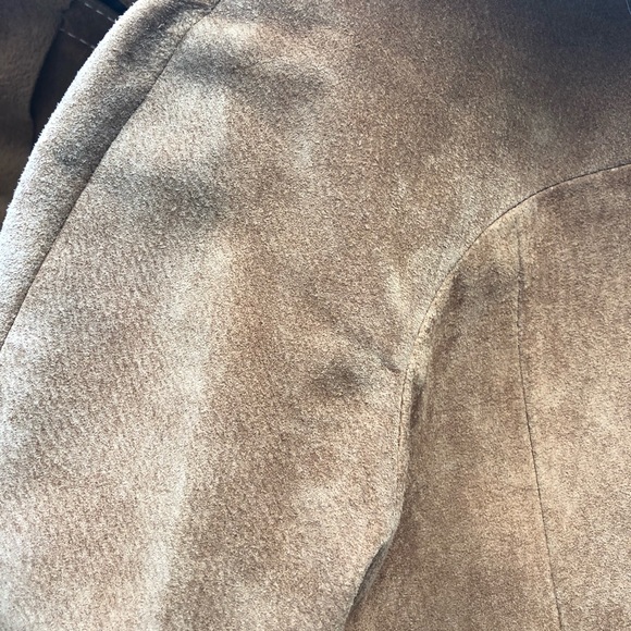 SOLD Vintage Caramel Suede & Fur Belted Coat Jacket 70s Size 40 - Picture 12 of 13